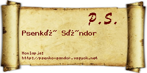 Psenkó Sándor névjegykártya